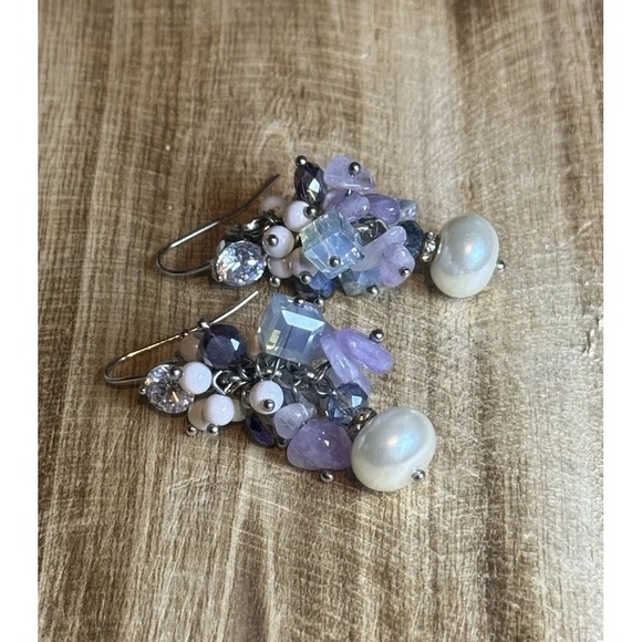 Ottaviani Bijoux Pearl & Crystal Cluster‎ Dangle Earrings Italy - Picture 4 of 6